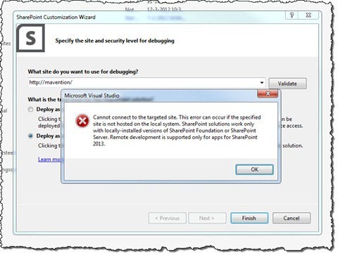 ‘Cannot connect to the targeted site’ error message