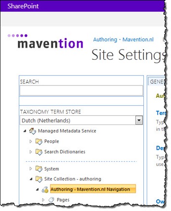 The Navigation Term Set on the authoring site