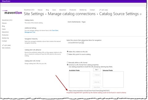 The ‘Properties specified by the shared catalog could not be found in search schema’ error message