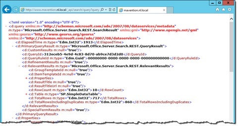 Results of a SharePoint 2013 Search REST API call issued by an anonymous user