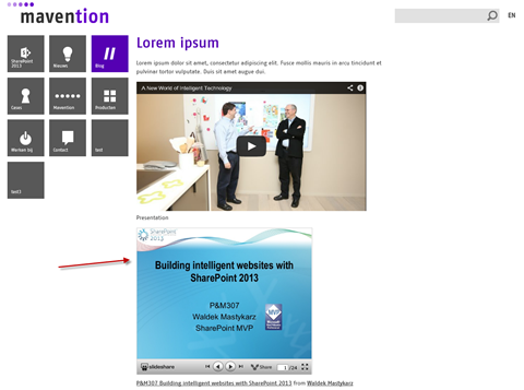 SlideShare presentation displayed on a publishing page published using the search-driven publishing model