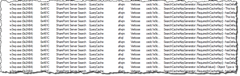 Anonymous search results cache-related log entries