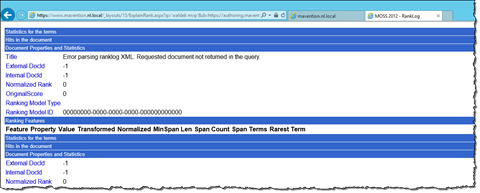 Error when trying to use the Explain Rank page to display rank detail for a catalog item with rewritten URL