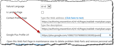 Adding Google+ Profile page URL to the Maven profile page