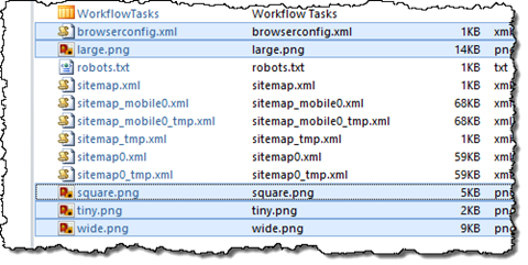 Windows 8.1 live tile assets in the root of the website uploaded using SharePoint Designer