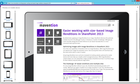 Previewing content on iPad in horizontal mode