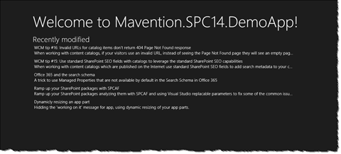 The list of the recently modified pages displayed in a user-friendly way
