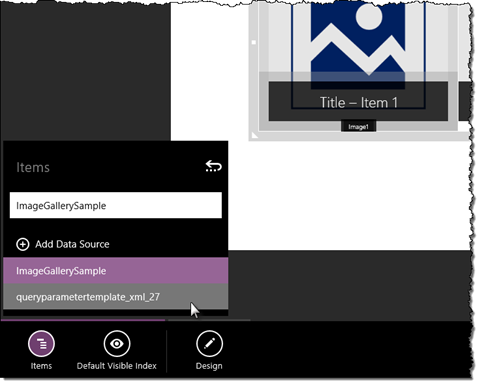 Choosing data source for the image gallery
