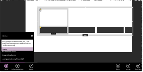 Empty items for the Search REST API results displayed in the image gallery