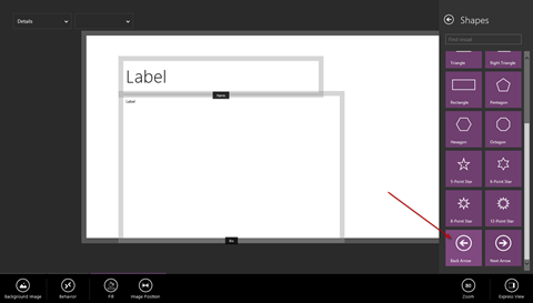 Adding Back Arrow shape to the Details page