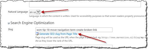 Slug generator on the blog post Page Layout on mavention.com