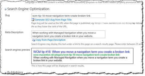Search engines results preview on the blog post Page Layout on mavention.com