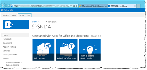 Office 365 developer site