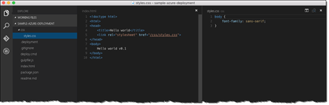 index.html and styles.css files open in Visual Studio Code