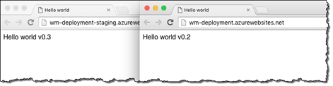 Two different version of the web application displayed side by side in the web browser