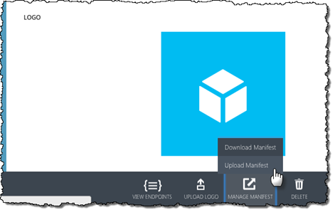 The 'Upload Manifest' option highlighted in the menu
