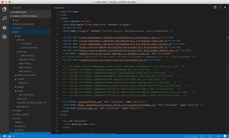 Contents of the release version of an Office Add-in generated using the Yeoman Office Generator