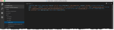 Minified HTML of the Office Add-in generated using the Yeoman Office Generator