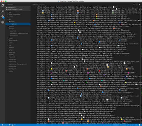 Minified CSS of an Office Add-in generated using the Yeoman Office Generator