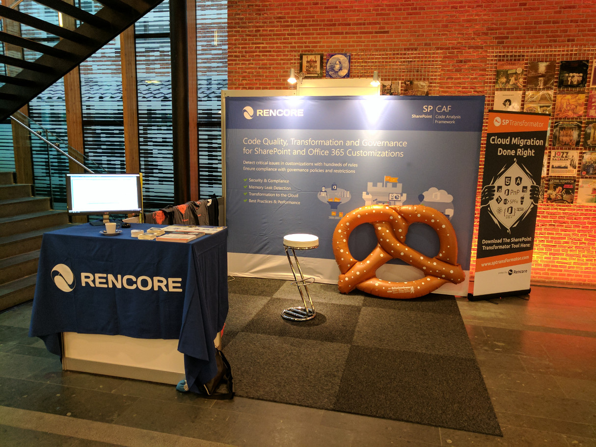 Rencore booth with SPCAF and SPTransformator during Unity Connect 2016