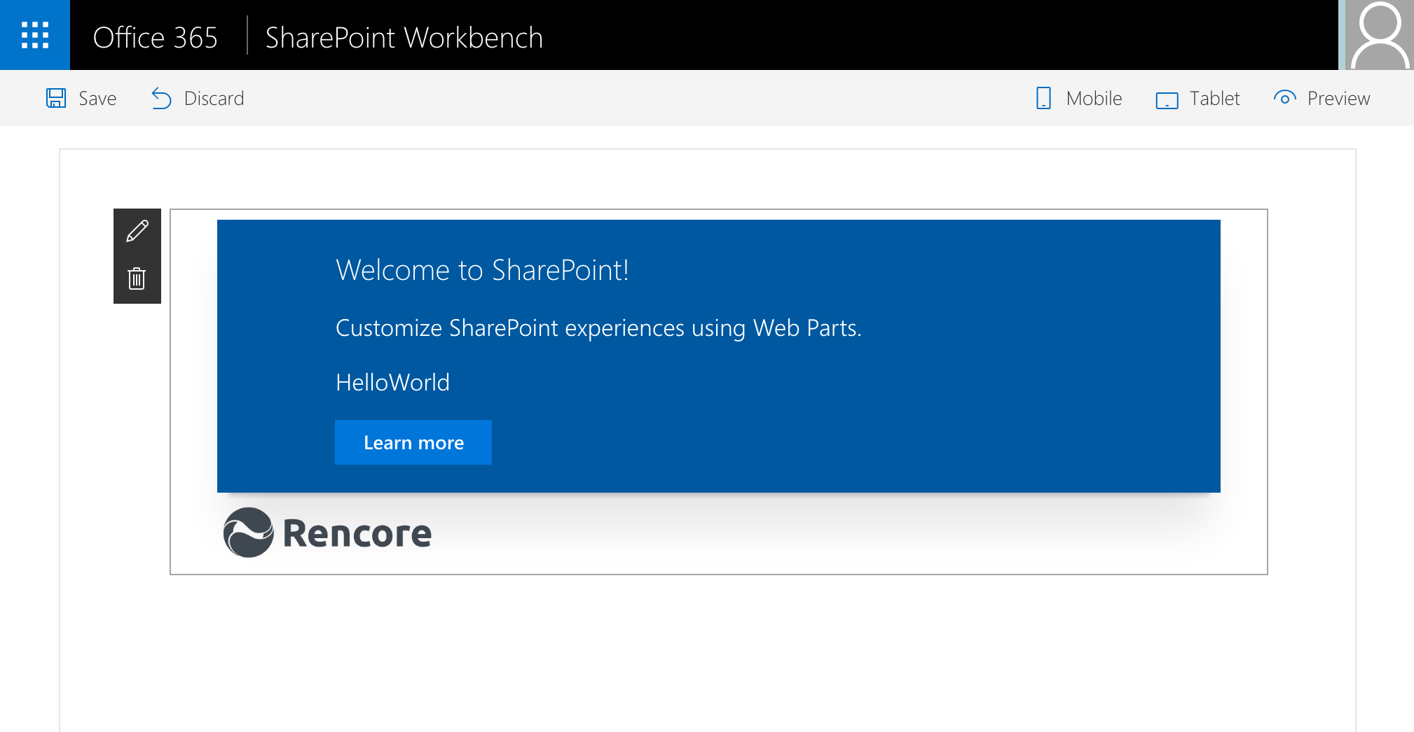 SharePoint Framework client-side web part showing Rencore logo