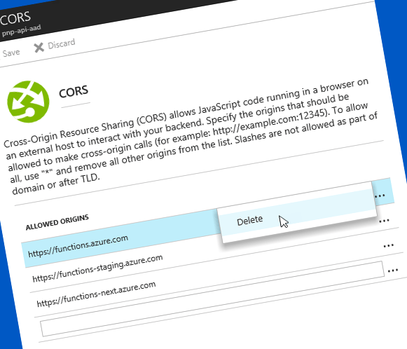 Configure CORS for APIs secured with Azure AD hosted on Azure
