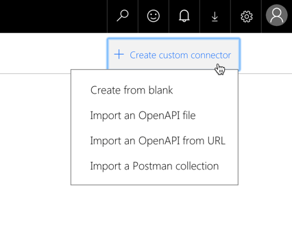 Options when creating a new Microsoft Flow connector