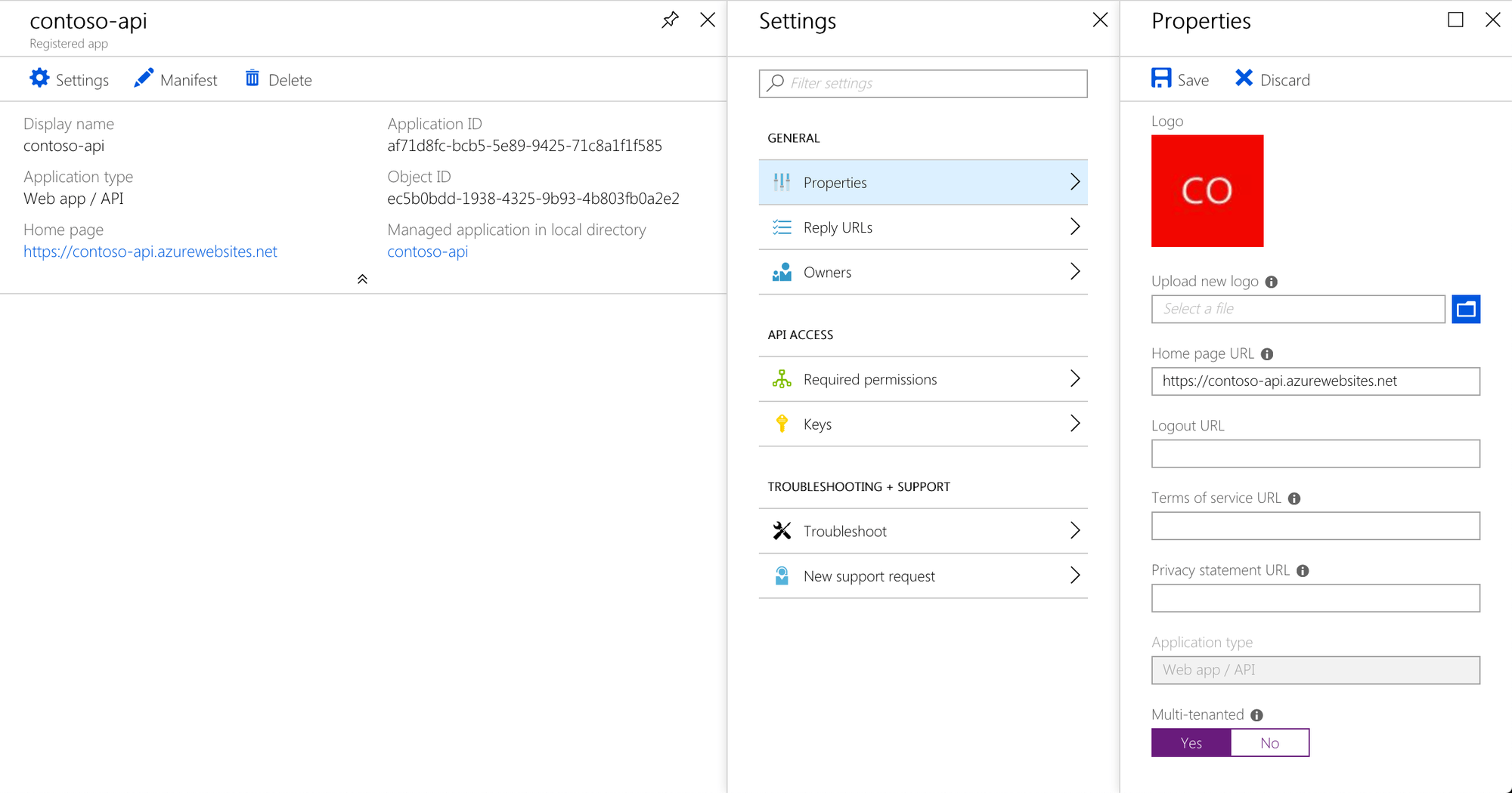 Azure AD application configured to be multi-tenanted