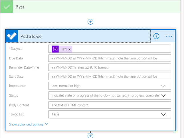 Creating to do using the text received from Slack