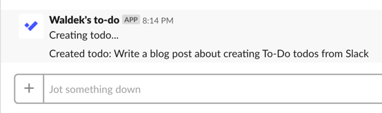 Creating To-Do todo from Slack