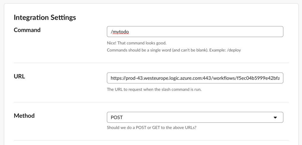 Setting the configuration's URL and method