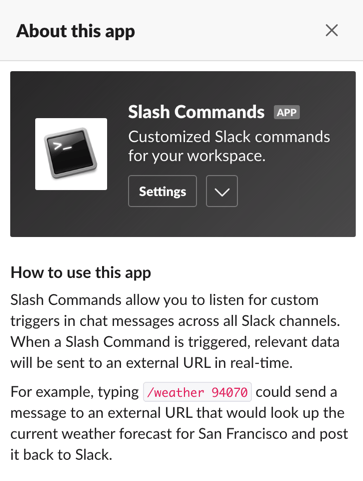 Slack's Slash Commands app