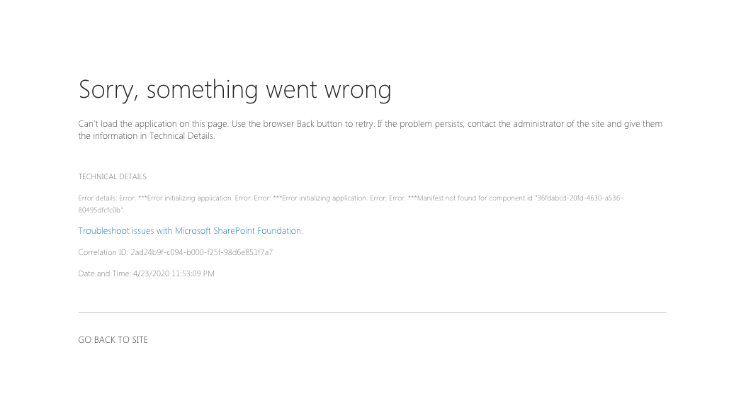 Manifest Not Found For Component Id Error When Loading Teams Tab Built With Sharepoint Framework Waldek Mastykarz