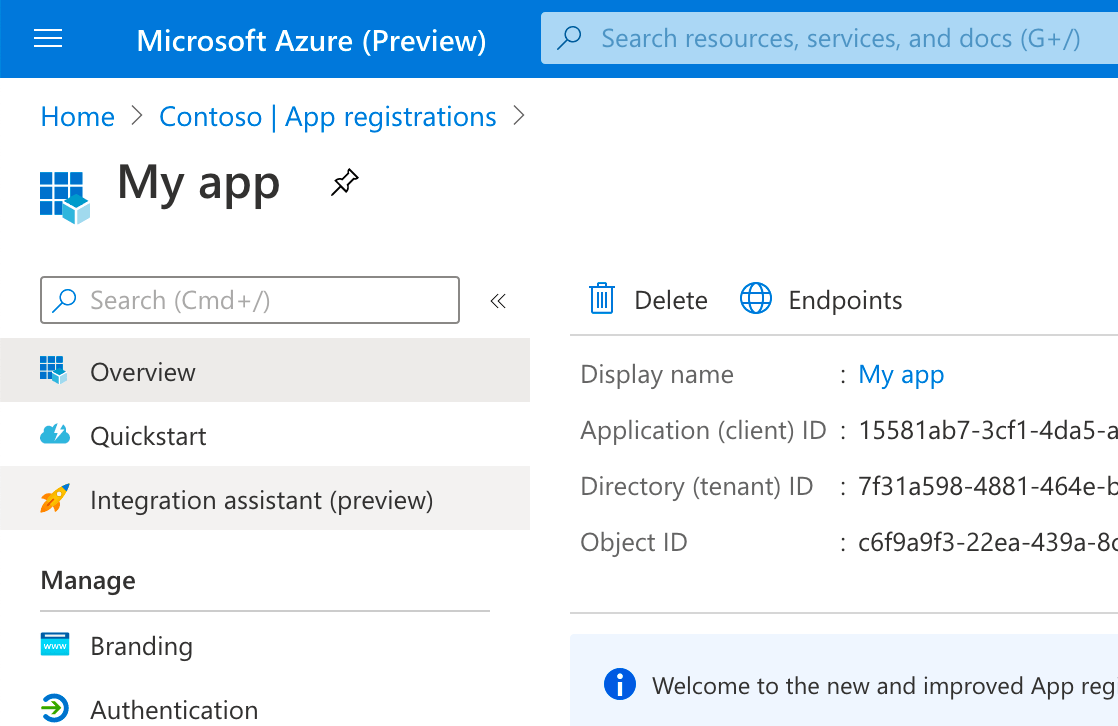 Azure AD Integration assistant highlighted in the menu