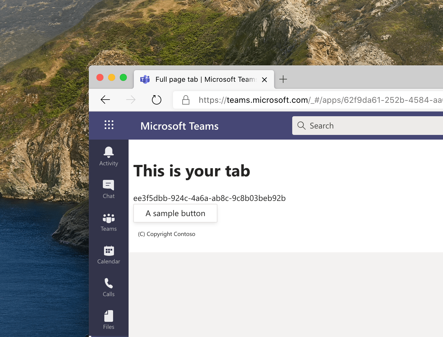 Microsoft Teams app without the tab-header bar