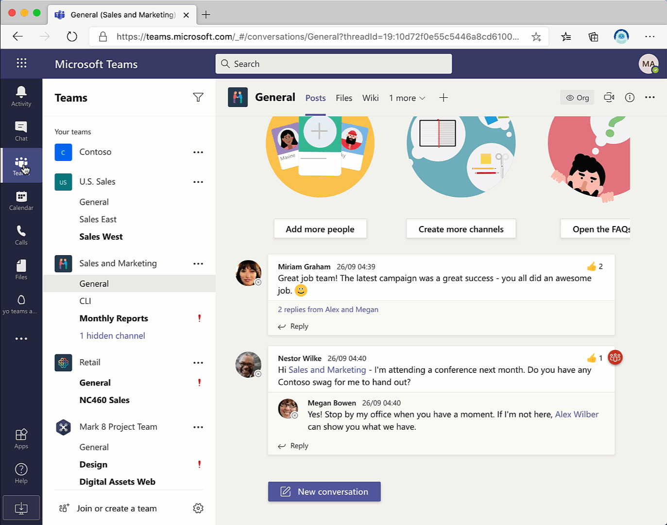 Animated gif showing user opening a personal app pinned in the left rail in Microsoft Teams