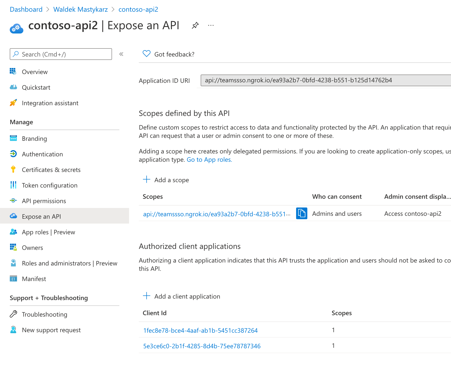 Azure AD app configuration for Teams tab Single-Sign On