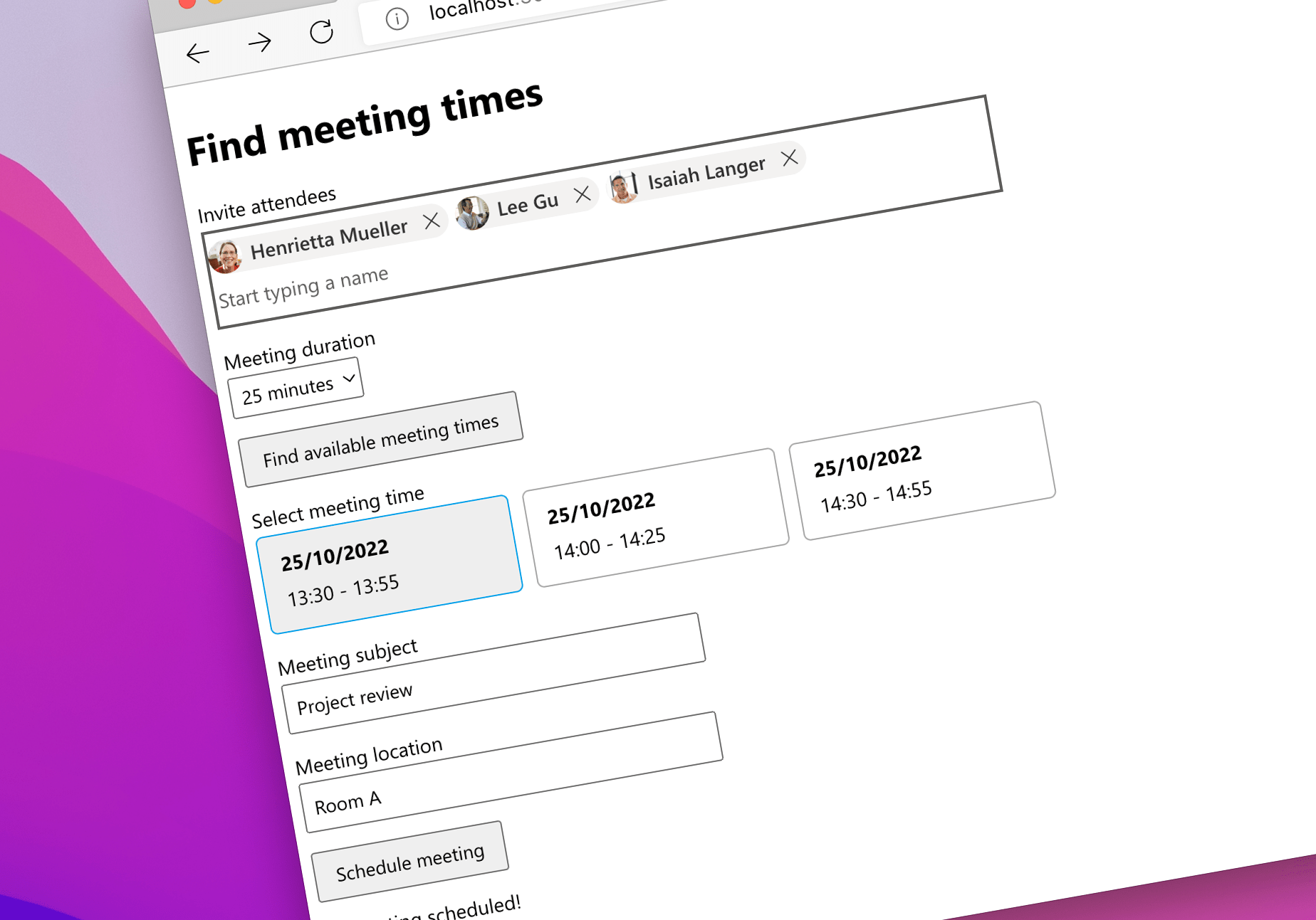 #65 Find meeting times and schedule a meeting using Microsoft Graph