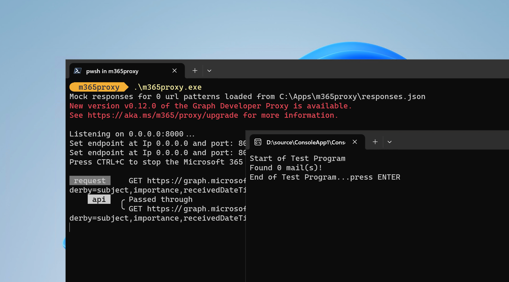 Microsoft 365 Developer Proxy picking up requests from a .NET 4.x app