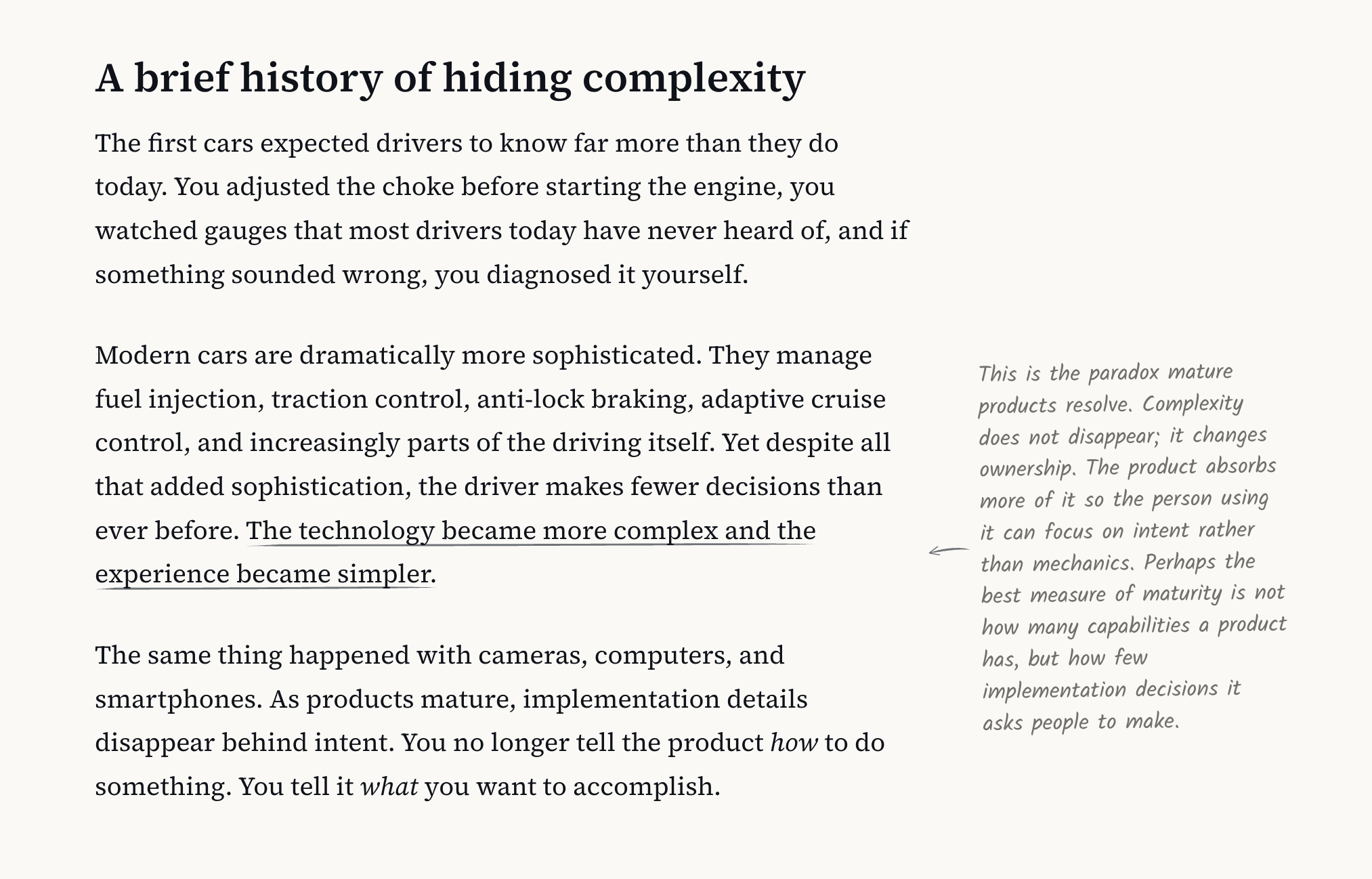 Viewing a completed note in the margin of an essay