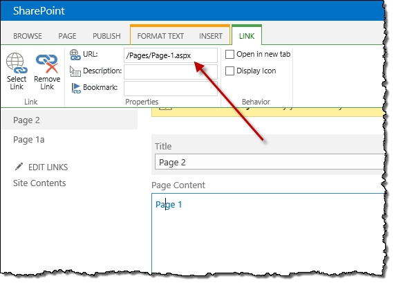 Insert link here. SHAREPOINT Pages.