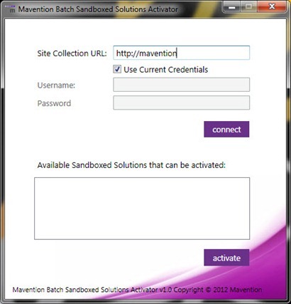 Providing the Site Collection URL in Mavention Batch Sandboxed Solutions Activator