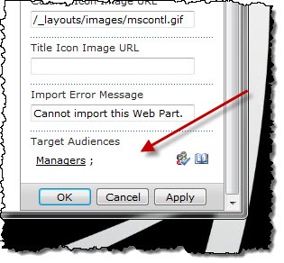 The ‘Managers’ Audience selected in Web Part’s properties