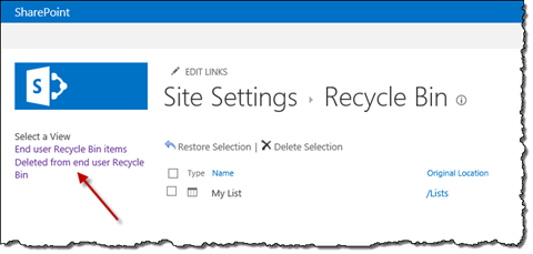 Custom List in the Site Collection Recycle Bin