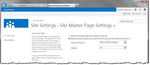 Associating Master Pages with Device Channels