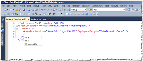 Editing Package Manifest in the XML Editor