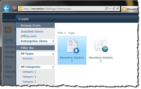 Two Mavention Solutions displayed in the Enterprise Store