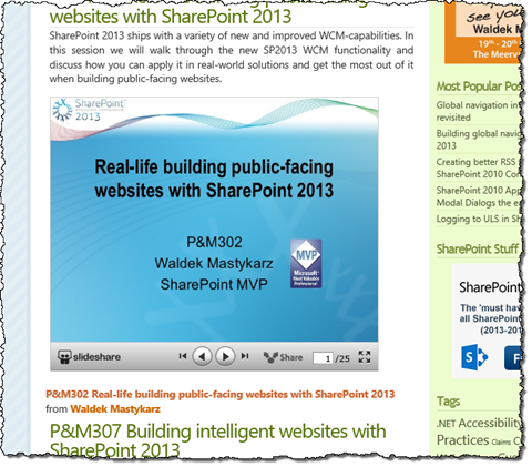 SlideShare presentation embedded on a web page
