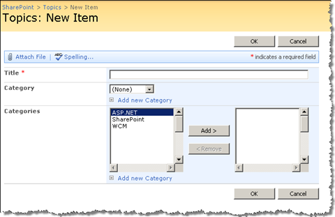 "Add new item" link added to both single and multiple choice SharePoint Lookup Fields