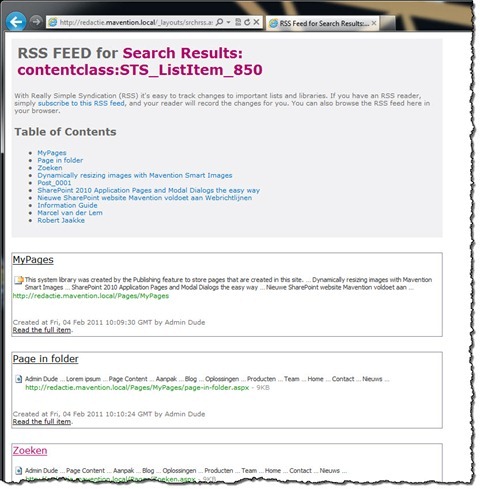 RSS Feed generated for search results.